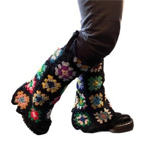 Granny Squares leg warmers OOAK